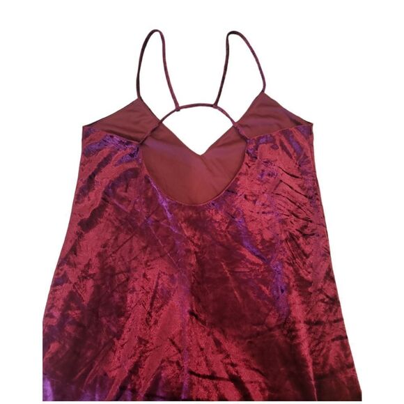 Lulu's Totally Obsessed Burgundy Velvet Slip Open Back Mini Dress L - Picture 7 of 13